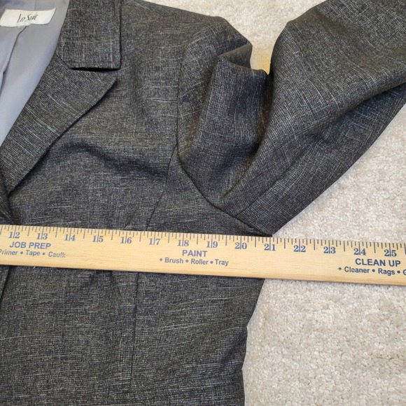 Le Suit Womens Gray Textured Blazer Pants 2 pc Suit Set 14 Lined Business Career - Picture 9 of 16